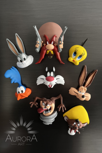 Looney Tunes Karakter Magnet Seti | El Boyaması Dekoratif Buzdolabı Magnetleri